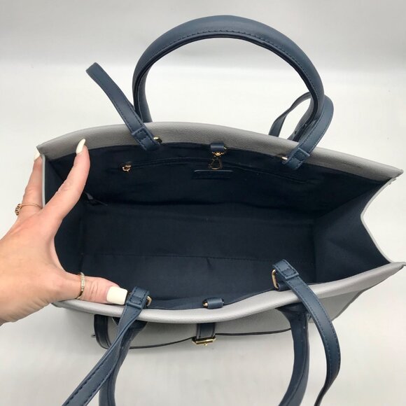 Like Dreams Navy Veda Two-Tone Buckle Medium Satchel Bag - Picture 11 of 11